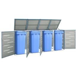 Quadruple Wheelie Bin Shed 276.5x77.5x115.5 Cm Stainless Steel