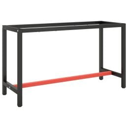 Work Bench Frame Matte Black And Matte Red 140x50x79cm Metal