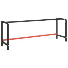 Work Bench Frame Matte Black And Matte Red 220x57x79cm Metal