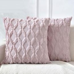 2 Pack Decorative Boho Throw Pillow Covers 18 x 18cm Pink
