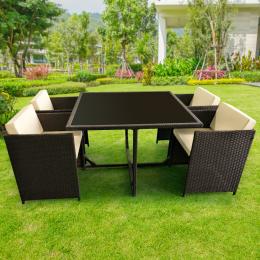 5pc PE Rattan Cube Dining Garden Outdoor Furniture Set