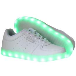 Kids LED Flash Shoes Low White