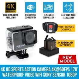 Elinz 4k Hd Sports Action Camera 170 Waterproof Video Wifi Sony Sensor