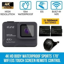 Elinz 4k Hd Body Waterproof Sports Action Camera 170 Wifi