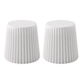 Set of 2 Cupcake Stool Plastic Stacking Chair Outdoor Indoor White