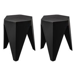 Set of 2 Puzzle Stool Plastic Stacking Chair Outdoor Indoor Black