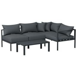 4 Seater Outdoor Sofa Set Aluminium Patio Furniture Setting 4pc Charcoal