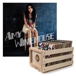 Crosley Record Storage Crate & BACK TO BLACK - VINYL ALBUM Bundle