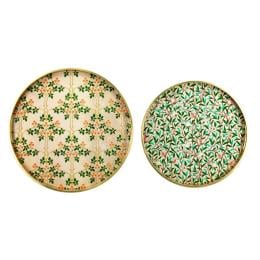 Set of 2 Round Decorative Glass Serving Serve Trays 40cm