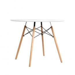 4-Seater Round Replica Eames DSW Dining Table Kitchen Timber White