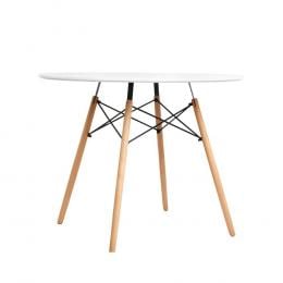 4-Seater Round Replica Eames DSW Dining Table Kitchen Timber White