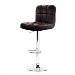 4 Leather Bar Stools Kitchen Chairs Swivel Bar Stool Gas Lift Brown
