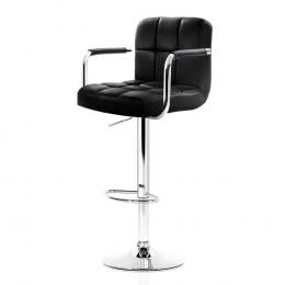 4x Bar Stools Kitchen Swivel Bar Stool Leather Gas Lift Chairs Black