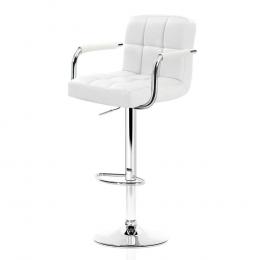 4 Bar Stools Kitchen Swivel Bar Stool PU Leather Gas Lift Chairs White