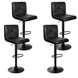 4 Bar Stools PU Leather Chrome Kitchen Cafe Bar Stool Gas Lift Black
