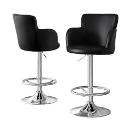 2x Leather Bar Stools Swivel Adjustable Gas Lift Pu Counter Chairs Black