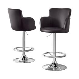 2x Leather Bar Stools Swivel Adjustable Gas Lift Pu Counter Chairs Brown