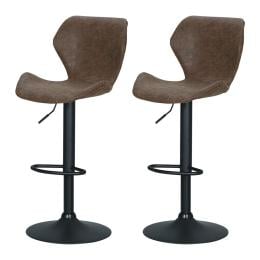 Set Of 2 Bar Stools Kitchen Stool Chairs Metal Swivel Brown Frawley