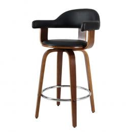 2x Bar Stools Wooden Swivel Bar Stool Kitchen Dining Chair Wood Black