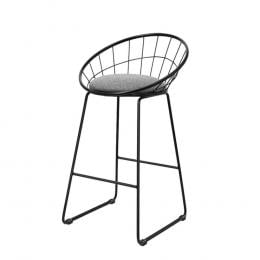 2x Nordic Bar Stools Metallic Bar Stool Kitchen Fabric Grey Black