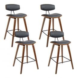 4x Wooden Bar Stools Kitchen Bar Stool Dining Chair Cafe Wood Black