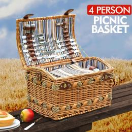 Deluxe 4 Person Picnic Basket Set With Accessories