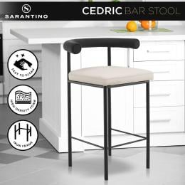 Sarantino Cedric Bar Stool - Black and Beige