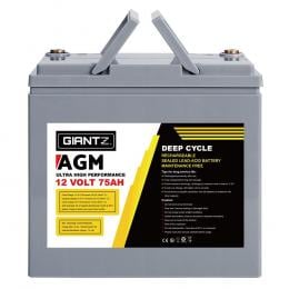 75Ah Deep Cycle Battery 12V AGM Marine Sealed Power Portable Box