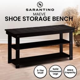 Sarantino Maeve Shoe Storage Bench - Black