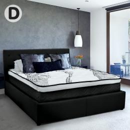 Double Fabric Gas Lift Bed Frame with Headboard - Black