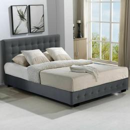 Gas Lift Bed Frame Fabric Base Storage Queen Size Dark Grey