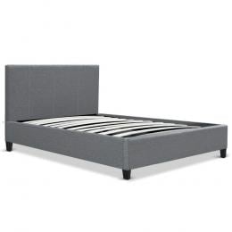 King Single Size Bed Frame Base Mattress Fabric Wooden Grey NEO