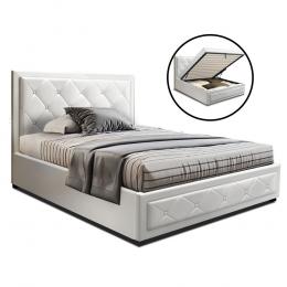 TIYO King Single Size Gas Lift Bed Frame  With Storage Mattress White