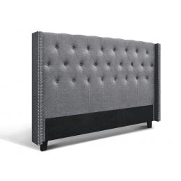 King Size Bed Head Headboard Bedhead Fabric Frame Base Grey