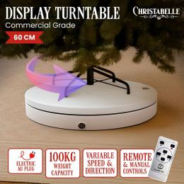 Christabelle 60cm 100kg Commercial Electric Shop Display Rotating Turntable Platform with Power Outlet - White