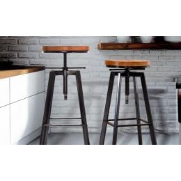 2 X Vintage Retro Industrial Swivel Bar Stool
