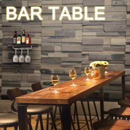 Vintage Industrial Solid Wood Bar Table With Steel Legs