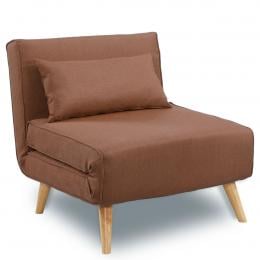 Siena Faux Linen Single Sofa Bed Chair by Sarantino - Brown