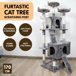 Furtastic 170cm Cat Tree Scratching Post - Silver Grey