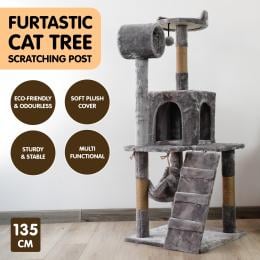 Furtastic 135cm Cat Tree Scratching Post - Silver Grey