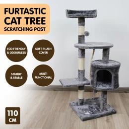 Furtastic 110cm Cat Tree Scratching Post - Silver Grey