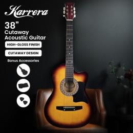 Karrera 38in Cutaway Acoustic Guitar with Guitar Bag - Sun Burst