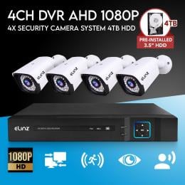 4x Security Camera Surveillance 4TB HDD 4CH DVR AHD 1080P HD CCTV