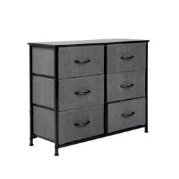 Storage Cabinet Tower Chest of Drawers Dresser  6 Drawer Dark Grey