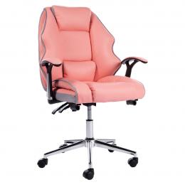 Faux Leather High Back Modern Reclining Executive Office Chair Pink