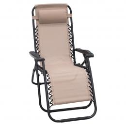 Zero Gravity Reclining Deck Chair - Beige