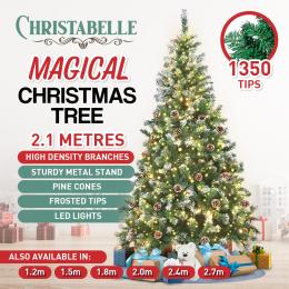 Christabelle 2.1m Pre Lit LED Christmas Tree with Pine Cones