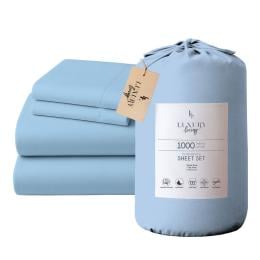 1000 Thread Count Cotton Rich King Bed Sheet Set 4-Piece Gift Pack in Blue