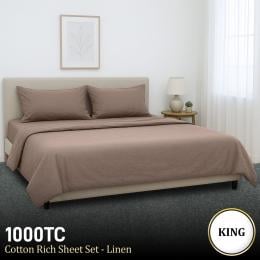 1000 Thread Count Cotton Rich King Bed Sheets 4-Piece Set - Linen
