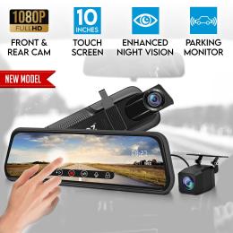 10in Rearview Mirror 1080p Touch Screen Car Dash Cam Reversing Camera
